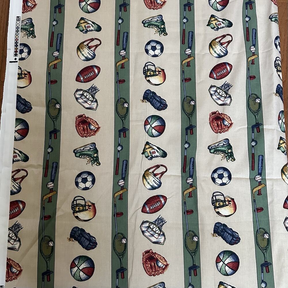 BLOOMCRAFT SOCCER FOOTBALL SPORTS Beige STRIPE FABRIC Yardage